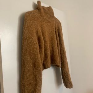 Abound brown cropped turtleneck sweater